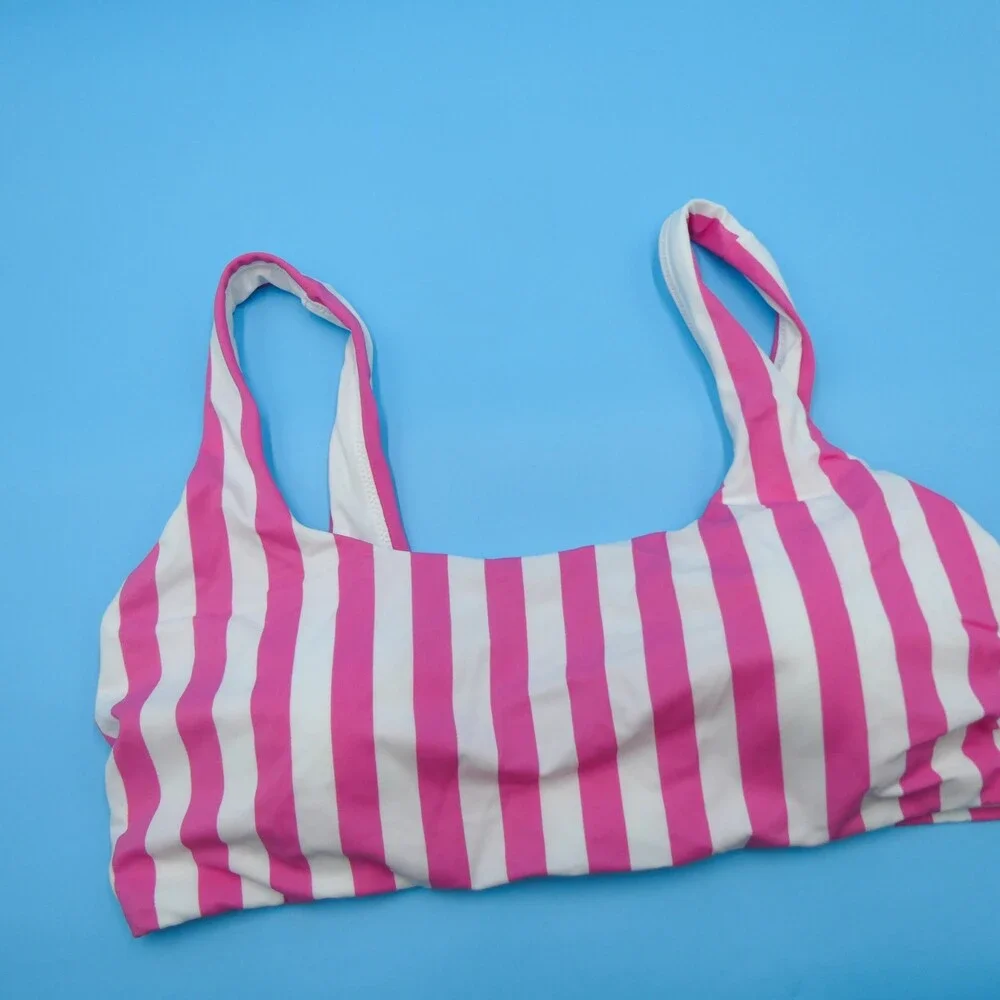 Victorias Secret XXL Pink White‎ Striped Pullover Padded Bikini Top Swimwear New